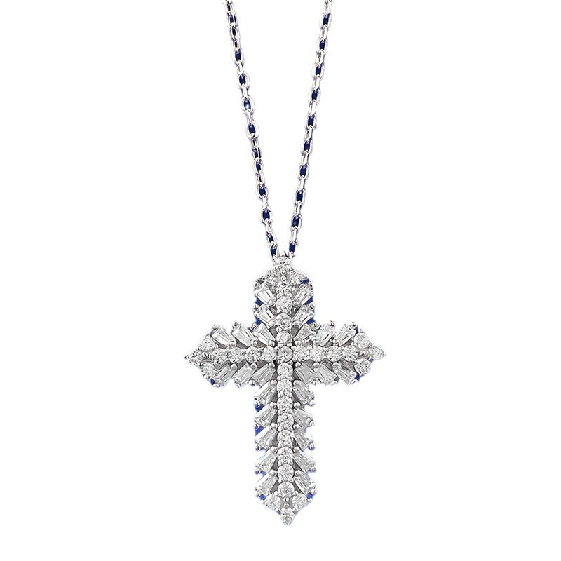 2025 Choucong T Princess Moissanite Cross Pendant Jewelry Real 100% Sterling Sier Women Beach Gorgeous Clavicle Necklace Gift