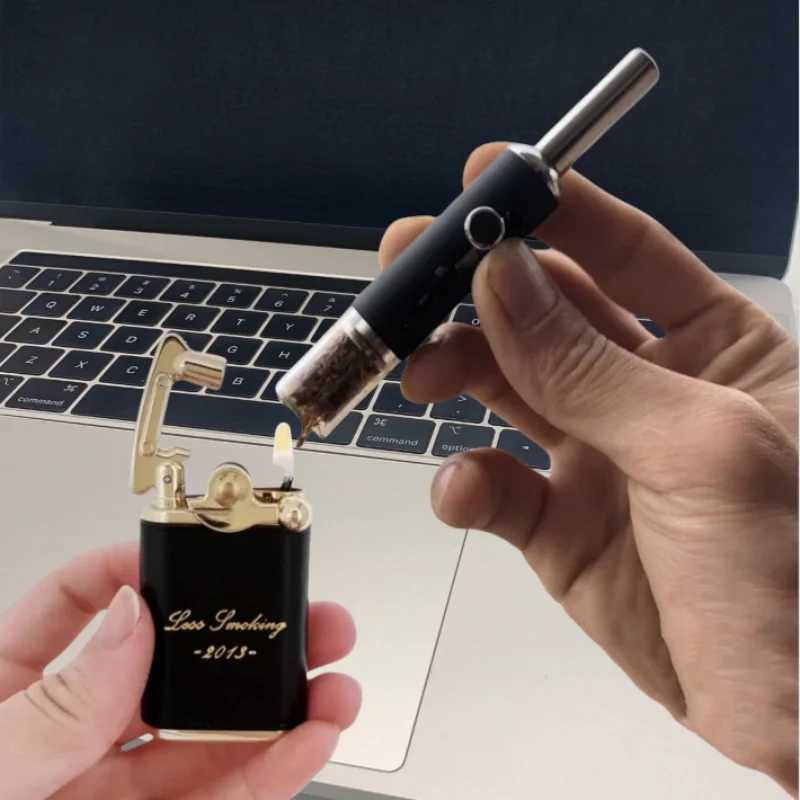 Upgrade Piston Type Glass Tobacco Pipe Mouth Tip Dry Burning Dry Herb Pipas Filter Retractable Grass Pipe Smoking AccessorieXJ241211