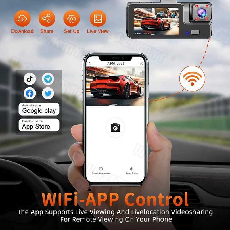 Car dvr 3 Channel Dash Cam for Cars 1080P Car Camera WIFI Video Recorder Front inside Rear View Camera Car dvr Black Box Car Assecories R250529 UX2E
