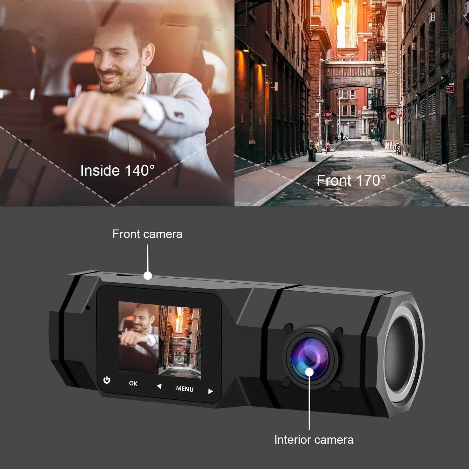Car DVRs Car Recorder Dual Dash Cam FHD 1080P Front and Interior Dual Dash Cameras IR Night Vision Dashcam for Car Taxi Loop-Recording car dvr H250206