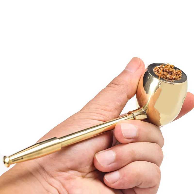Kuye Brass Thickened Smoke Pipe Straight Through Type Without Filter Device Non Removable And Portable Popeye ShapeXJ241211
