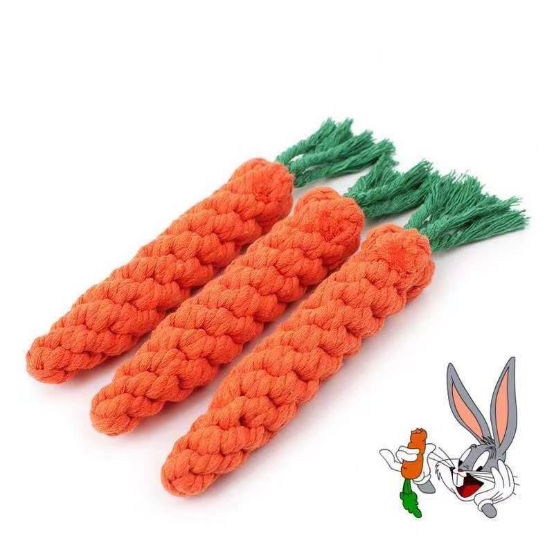 Long Lasting Natural Fiber Bite Ropes for Dogs Featuring a Cozy Carrot Shape