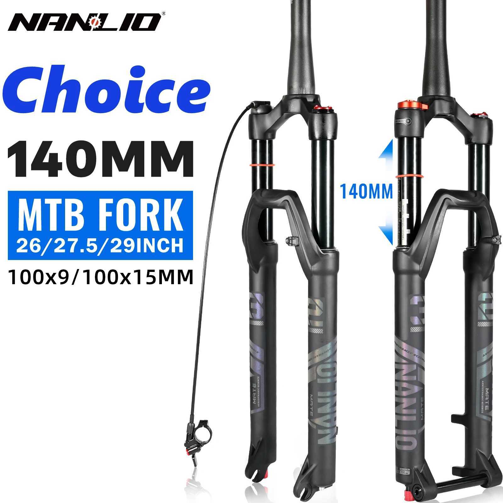 Bike Forks NANLIO X7 Bicycle Suspension Air Fork Rebound Adjustment 26/27.5/29Inch Straight/Tapered RL/LO MTB Bike Fork 120 140MM Travel S2412114
