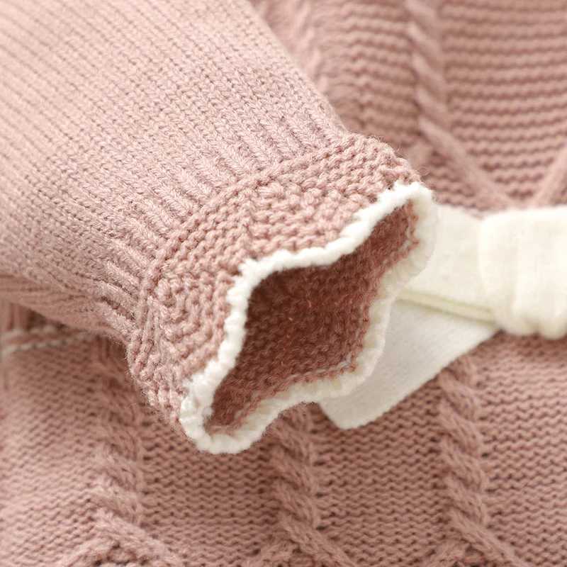 Baby Hoodie Set Knitted Baby Boy Hoodie Long Sleeve Cute Bow Preschool Clothing 2PC Set 0-9M Playsuit Warm Autumn M241211