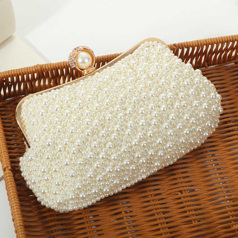 Pearl Pearl Embroidered Dinner Bag Portable Womens Clutch Bag Evening Gift Bag Banquet Bag Womens Hand Bag Pearl Embroidered Bag 240920