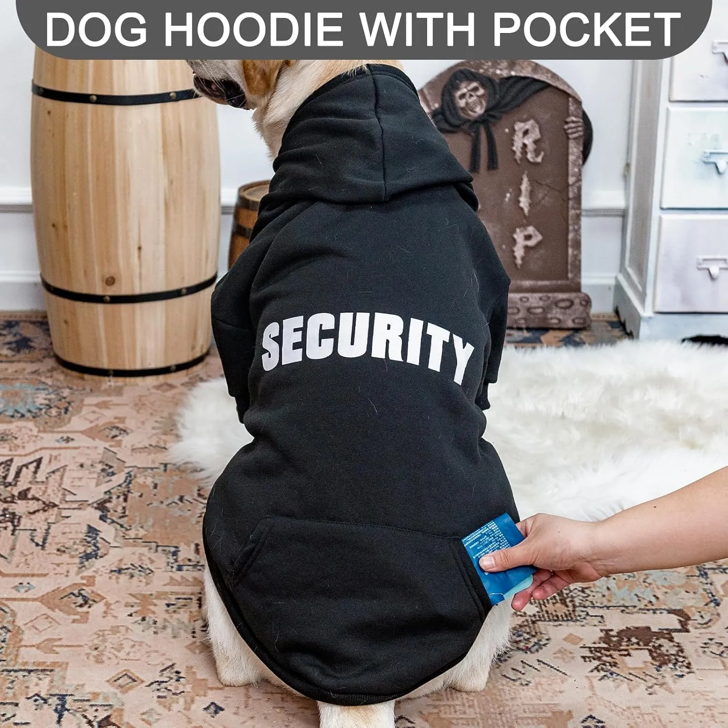 Dog Hoodies Fall Soft and Warm Dog Sweatshirt with Leash Hole, Christmas Dog Costume Winter Autumn Fleece Pet Clothes with Print HF56
