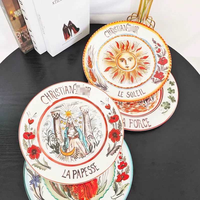 Creative Ceramic Steak Plate 4pcs Set Combination Household Hand-painted Western Food Plate Salad Plate Ceramic TablewareXJ241209