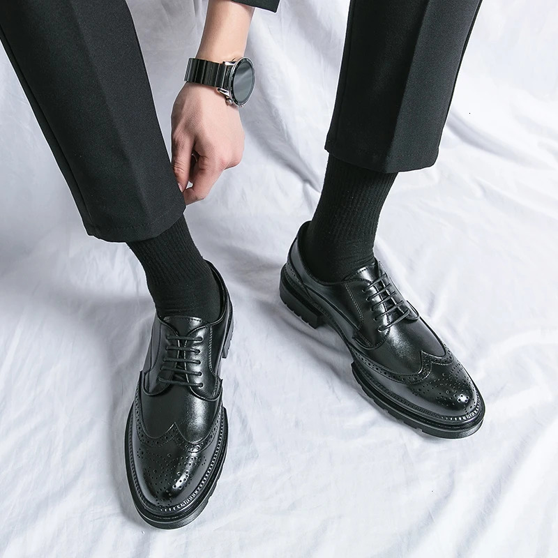 Leisure Genuine Leather Shoes for Men British Pointed Business Attire Office Wear Korean Version Height Increase Mens Shoes 241211