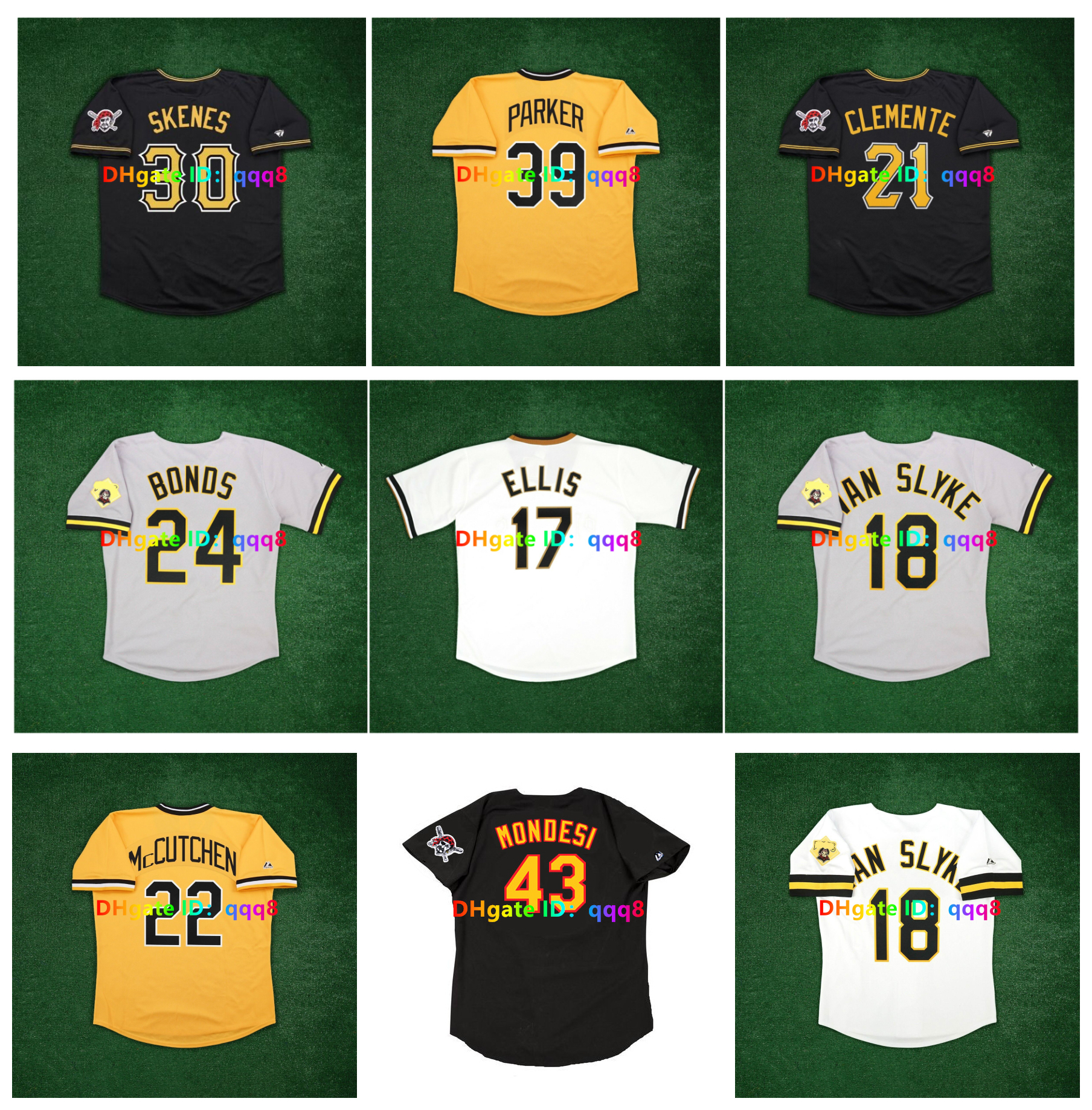Barry Bonds Dock Ellis Pirate Throwback Baseball Jerseys Willie Stargell Bill Mazeroski Jason Kendall Andy Van Slyke Roberto Clemente McCutchen Black Size S-4XL