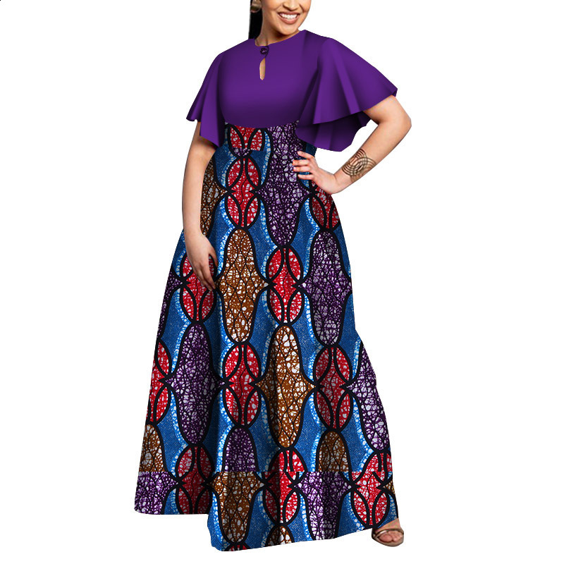 Large size party dress womens dress style elegant womens printed wax clothing 210408