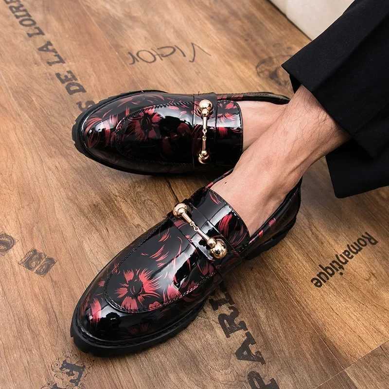 Shiny Leather Shoes for Men Platform Dress Shoes Luxury Slip on Men Loafers Party Designer Wedding Footwear Zapatos Para HombresX241210