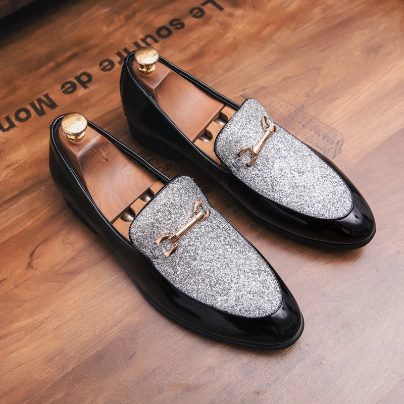 Fashion Leather Shoes For Businesss Sequin Men Wedding Formal Dress Shoes Man Office Oxford Manager Casual Shoes Plus Size 241211