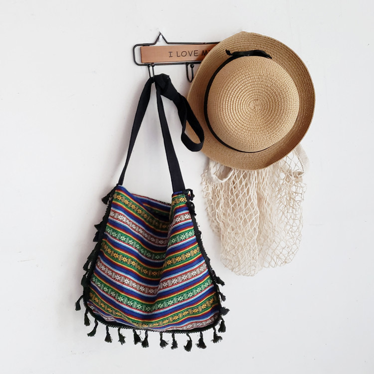 New artistic Bohemian canvas New ethnic style Su diagonal cross bag, women's shoulder bag