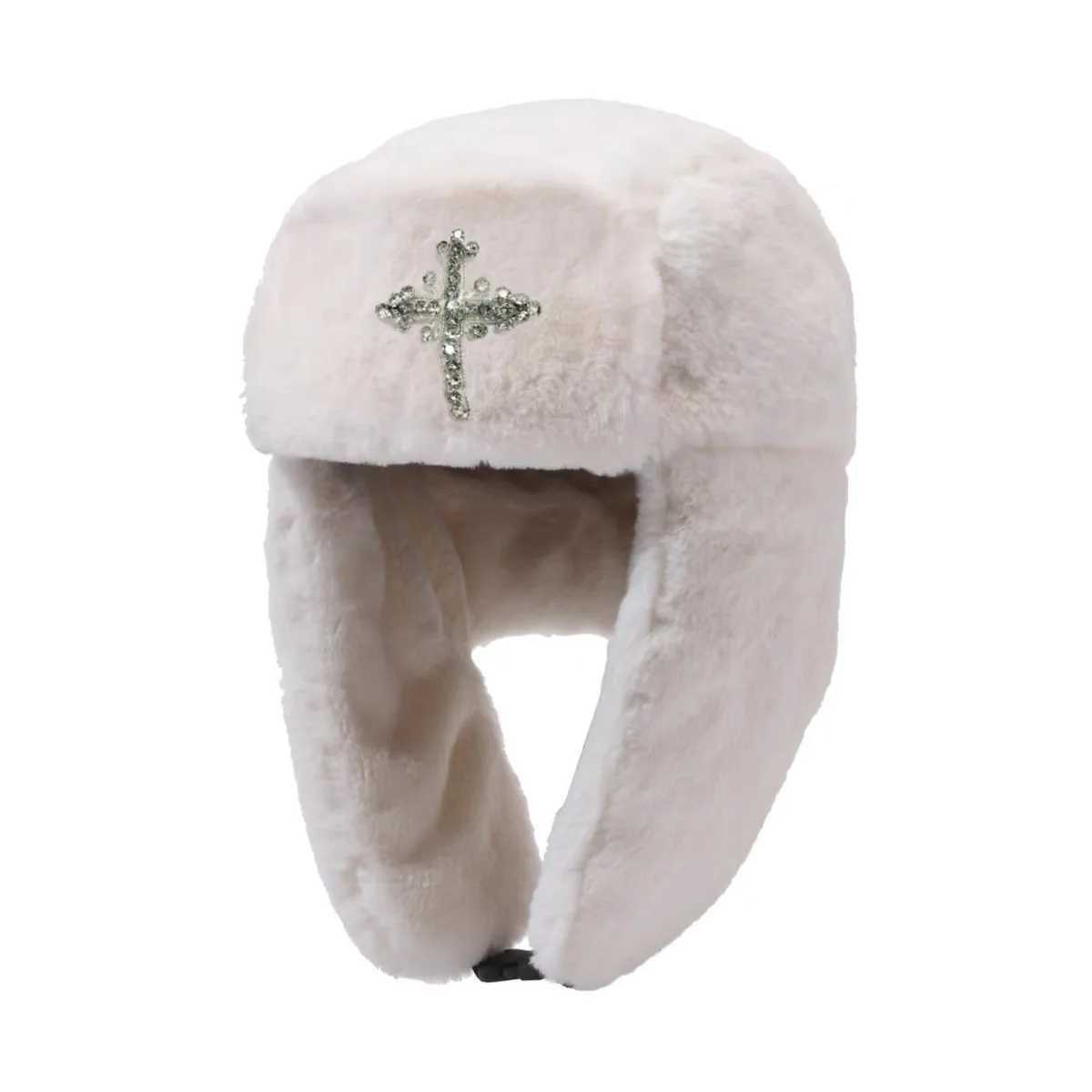 Autumn and winter new street fashion personalized rhinestone embroidery splicing anti fur Lei Feng hatX241210