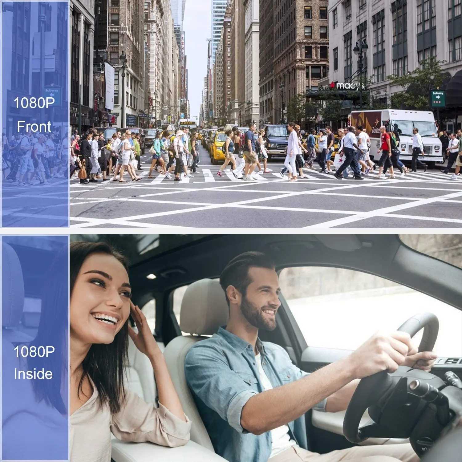 Car DVRs Car Recorder Dual Dash Cam FHD 1080P Front and Interior Dual Dash Cameras IR Night Vision Dashcam for Car Taxi Loop-Recording car dvr H250206