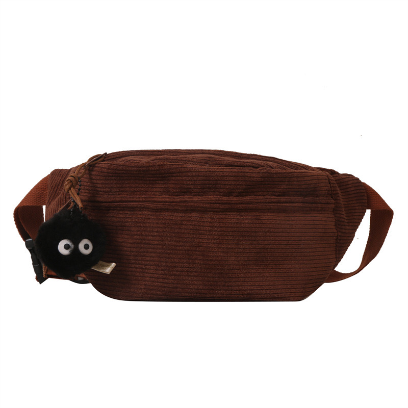 2025 new High end for women, new fashionable autumn and winter crossbody corduroy women's niche chest bag, waist bag