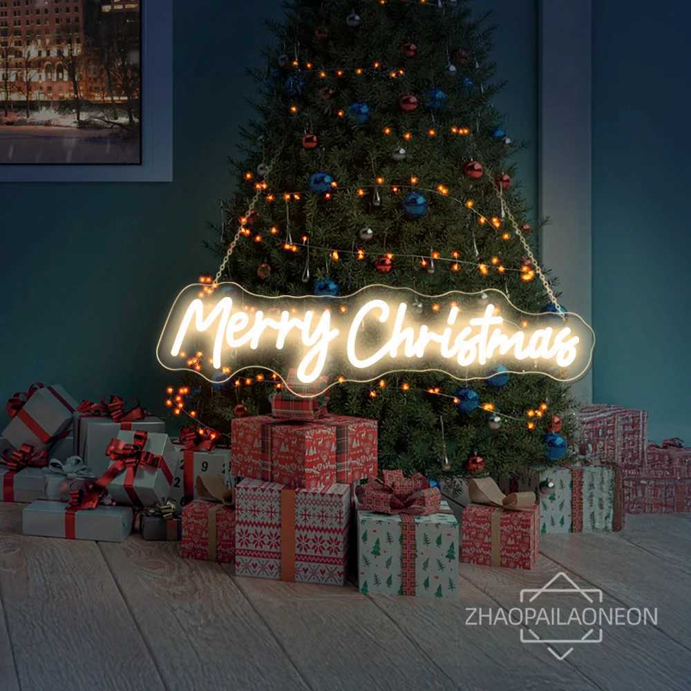 Christmas neon lights LED logo home room wall decoration Merry Christmas bedroom gift decoration neon lights Happy New Year neon lights USB X241210