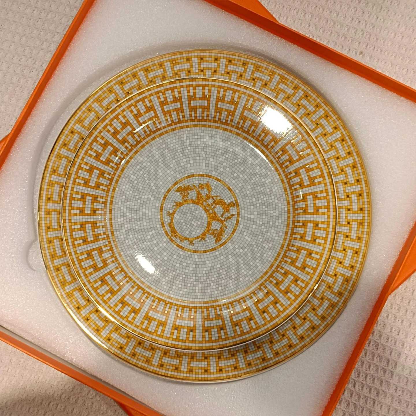 ic European Mosaic Dinner Plate Set Bone China Plate Salad Saucers ceramics Plates Afternoon Party With Gift Original boxXJ241209