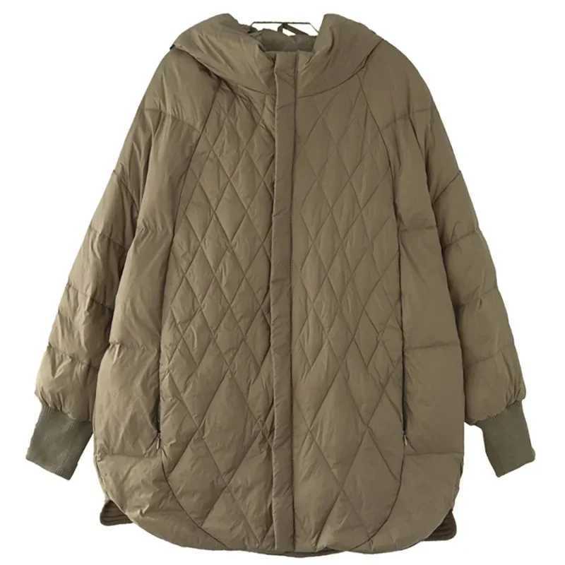 Womens light white duck down jacket casual loose size autumn winter coat with hood new winter coat womens M241211