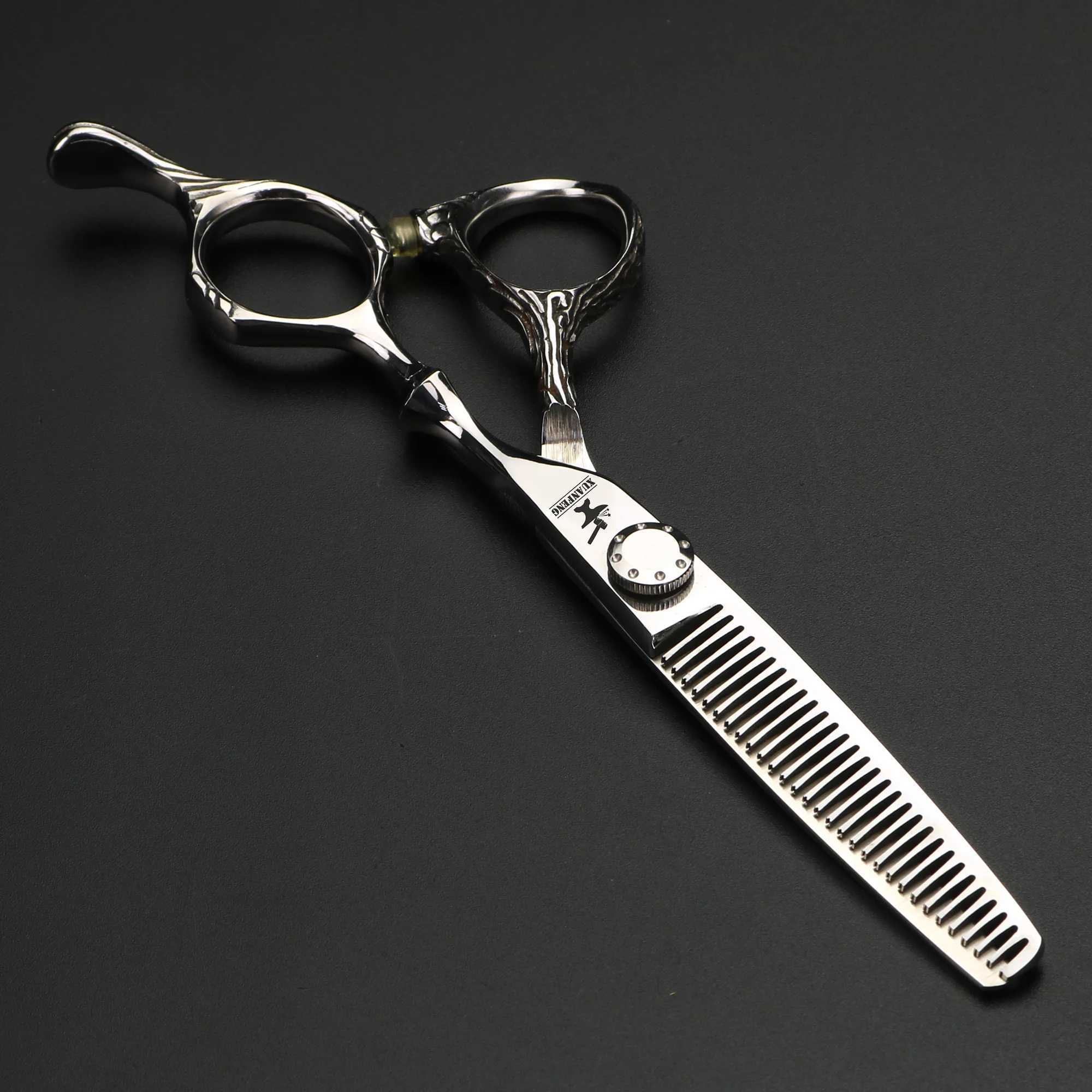 Hollow Dragon Barber Scissors Thin Scissors 6-inch Japanese 440C Steel Scissors W241211