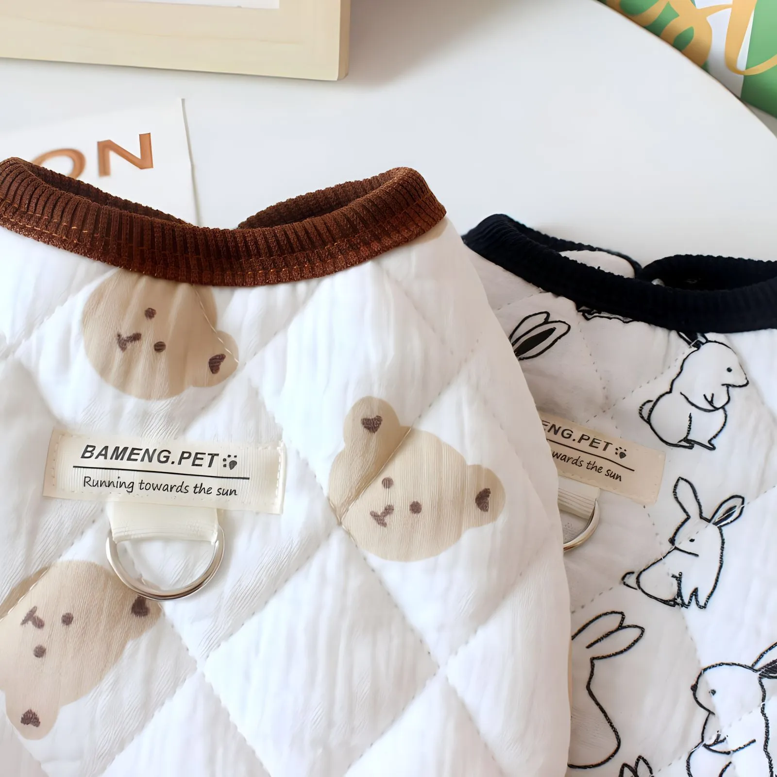 Plush Cotton Yarn Pet Vest - Cute Teddy Bear Dog Clothes for Autumn & Winter HF33
