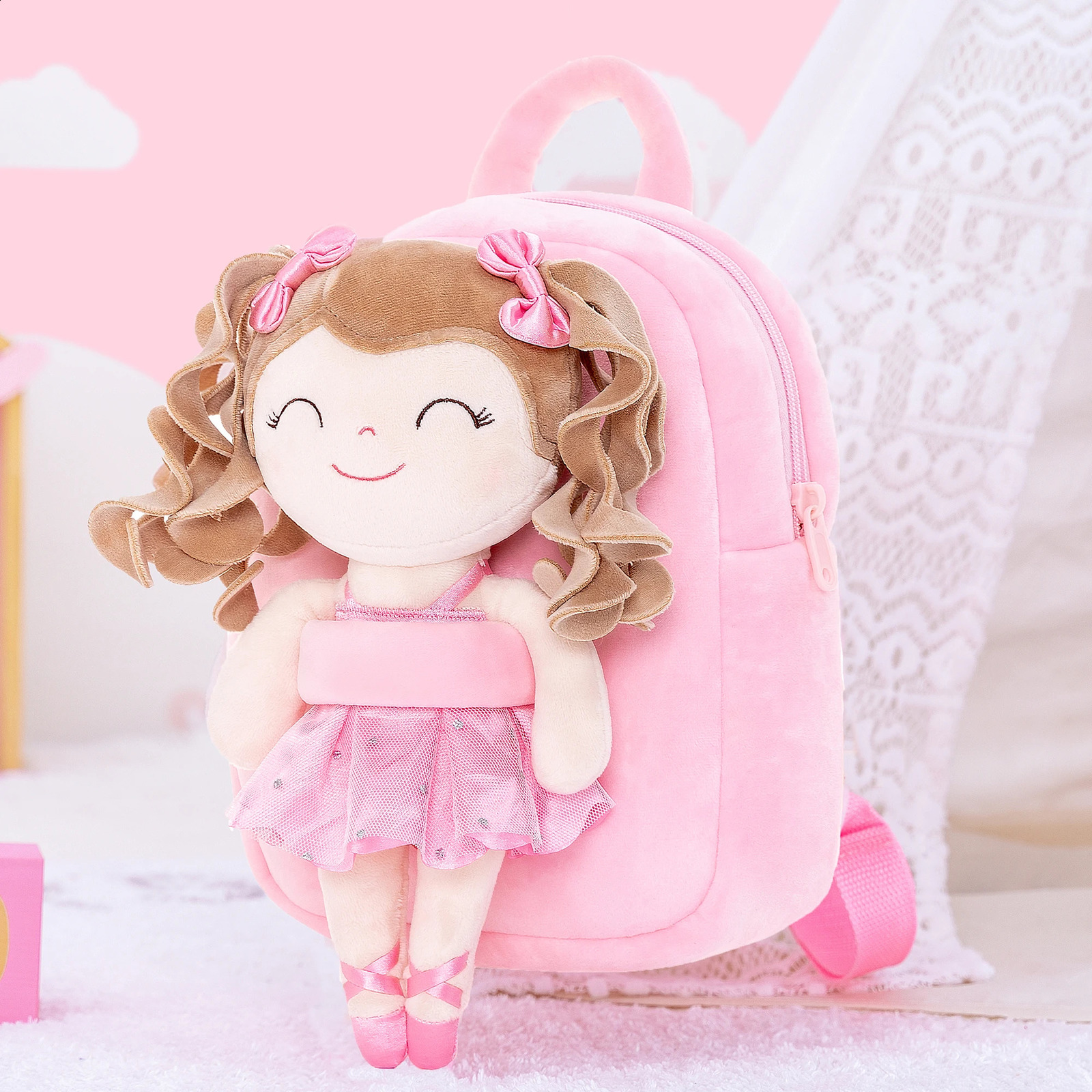9-inch plush childrens backpack plush doll with light colored hair used for showering graduating babies 241210bj