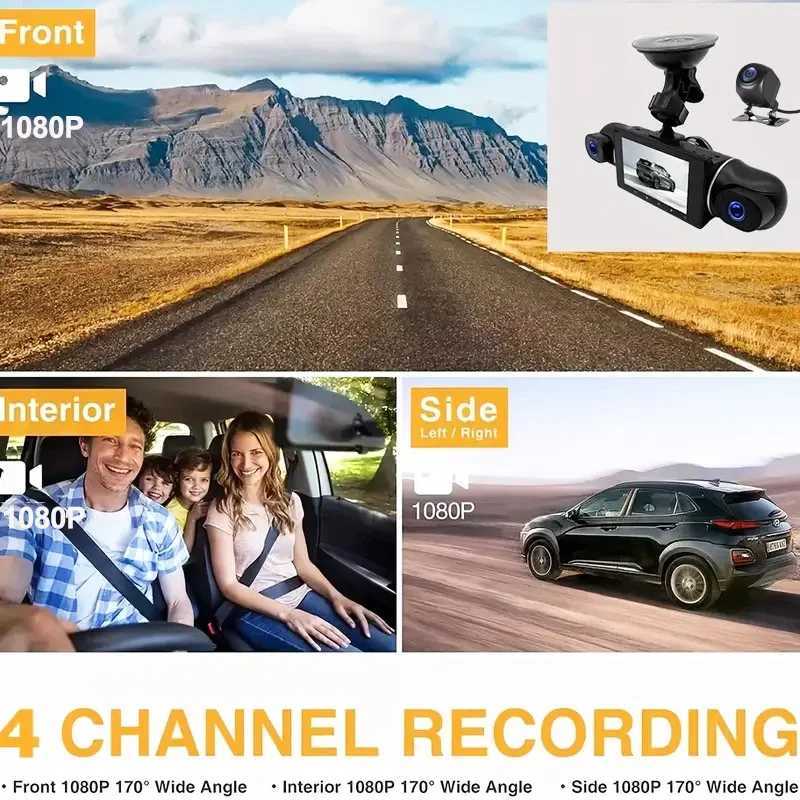 car dvr 4*1080P GPS Car DVR Video Recorder WIFI APP Control 360 Degrees Dash Cam 4 Lens Night Vision Rear View camera car 24h Parking R250506