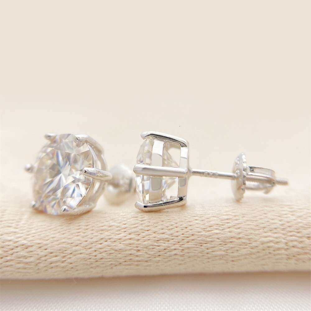 pass diamond tester vvs1 moissanite earrings designer for women 925 sterling silver 6 prong stud earrings plated 18K gold mens earring jewelry valenti