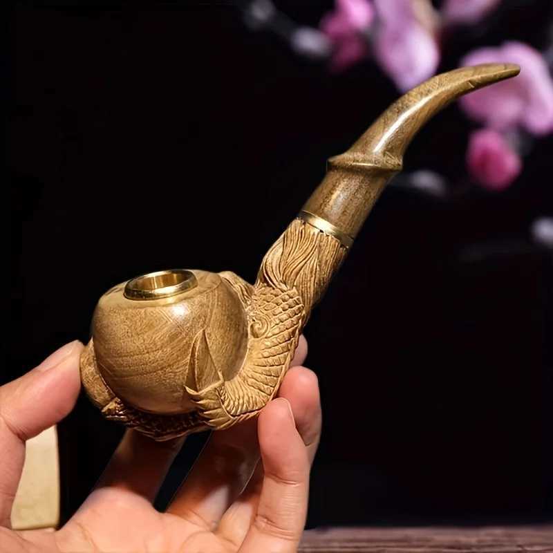 Tobacco Pipe Dragon Claw Box Handmade Solid Wood Old-fashioned Pot Mens Gift Filter High-grade Carved Small Leaf Red SandalwoodXJ241211