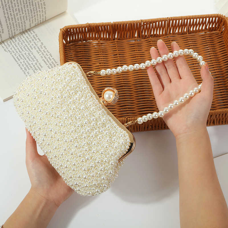 Pearl Pearl Embroidered Dinner Bag Portable Womens Clutch Bag Evening Gift Bag Banquet Bag Womens Hand Bag Pearl Embroidered Bag 240920