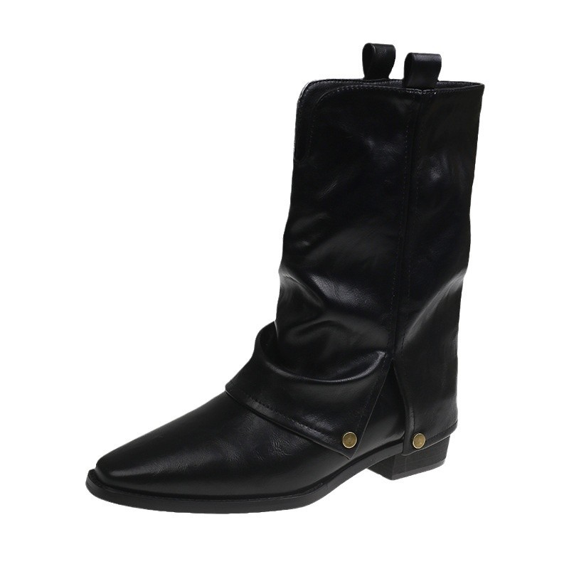 Women Boots:Pointed Toe High Chunky hot Heel Short Boots Western Style Fashion Simple Sexy Versatile,Black/Brown,Free shipping
