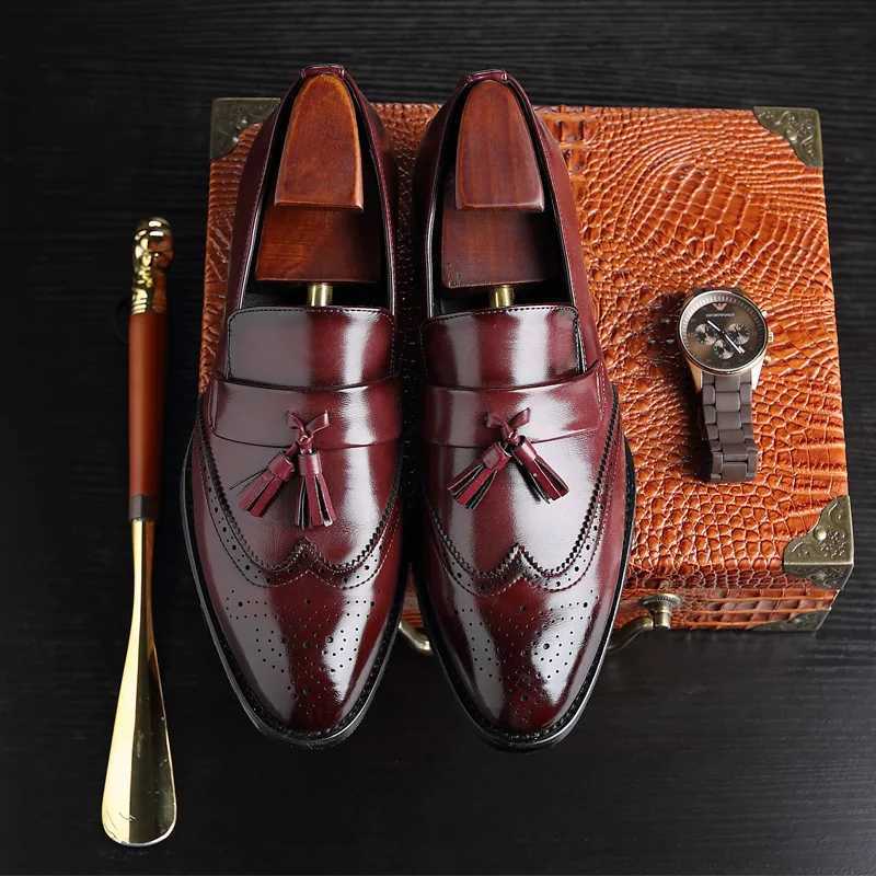 Leather Loafers designer Tassels Brogue Male Wedding Fashion High Quality Men Casual Shoes Big Size 37-48X241210