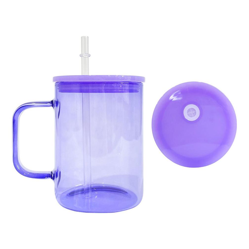 Warehouse Colorful Jelly 17Oz Blank Sublimation Clear Transparent High Borosilicate Colored Glass Camper Coffee With Plastic Pp Lids Otvb9