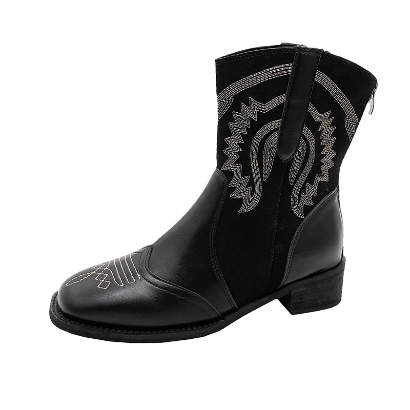 Women hot Boots:Retro British Style Thick Sole Chunky Heel Suit for Spring Versatile Fashion Short Boots,Black/Brown,Free shipping