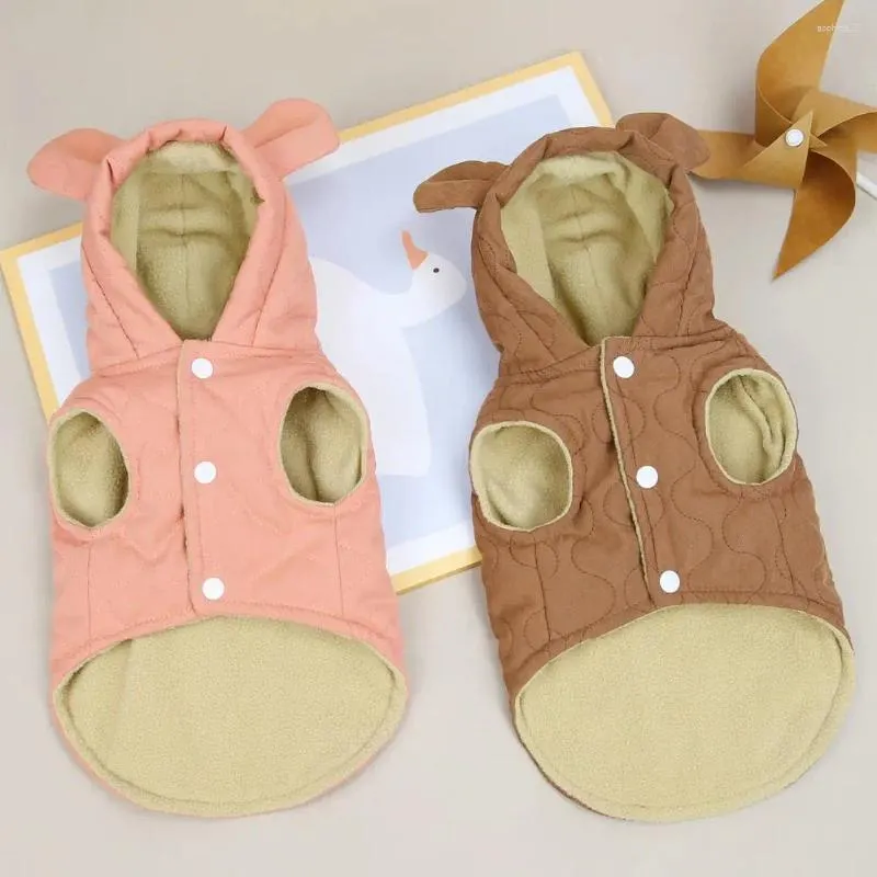 Dog Apparel Pet Hoodie Cotton Cute Fleece Lined Button Closure Two-legged Keep Warm Small Cold Weather Coat Ropa Para Perros HF39