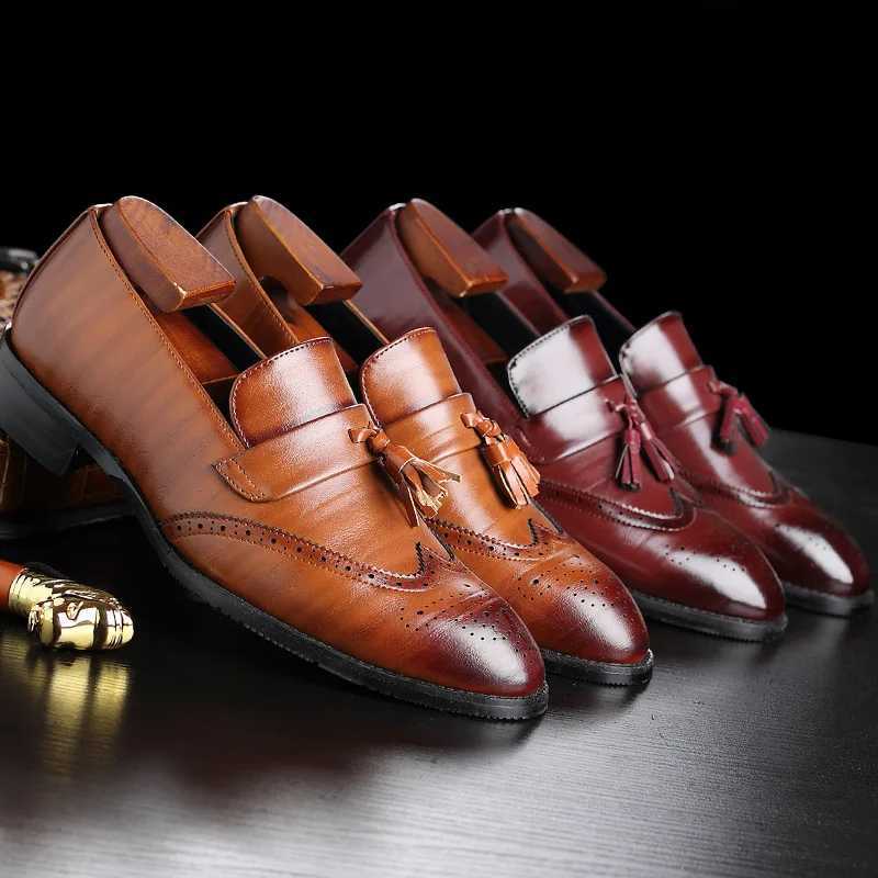 Leather Loafers designer Tassels Brogue Male Wedding Fashion High Quality Men Casual Shoes Big Size 37-48X241210
