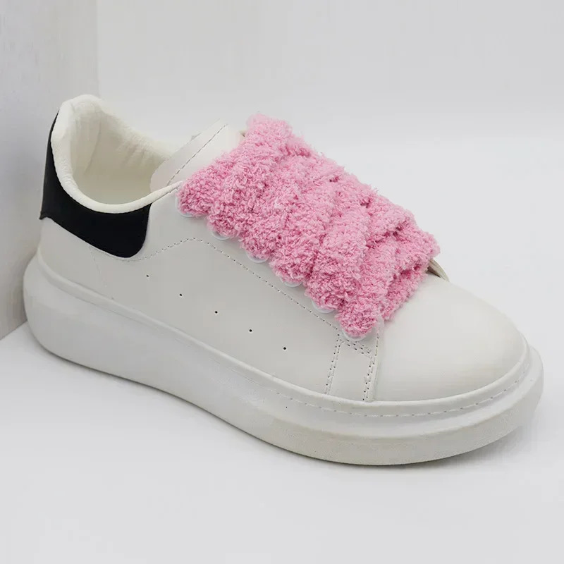 Premium Soft 15mm Big Fat Fluffy Fuzzy Laces Wide Flat Plush Towel Shoelaces n Perfect for Women Casual Sneakers Match 241211