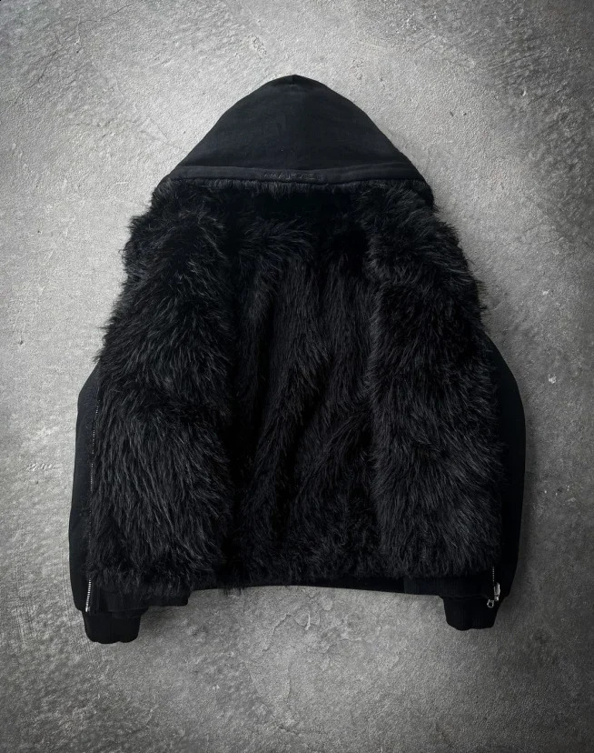 Fashion reversible loose plush black fully matched hooded sweatshirt for mens casual winter jacket cotton jacket essential item 241209