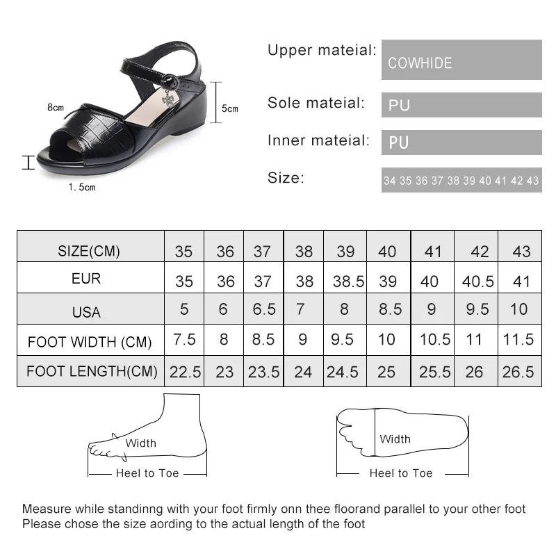 AIYUQI Women Sandals Summer Genuine Leather Sandals Ladies Non-slip Large Size Wedge Mother Sandals