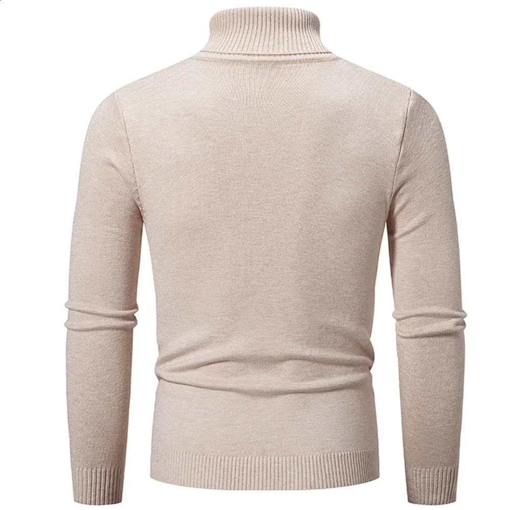 Mens high neck sweater floral knit warm and casual turtle neck sweater mens top 241205