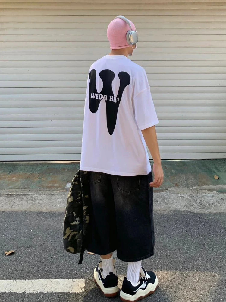 ReddaChic Low Waist Wide Leg Jorts for Men Baggy Jeans Cropped Loose Casual Denim Short Y2k Pants Harajuku Retro Hiphop Clothes 241211
