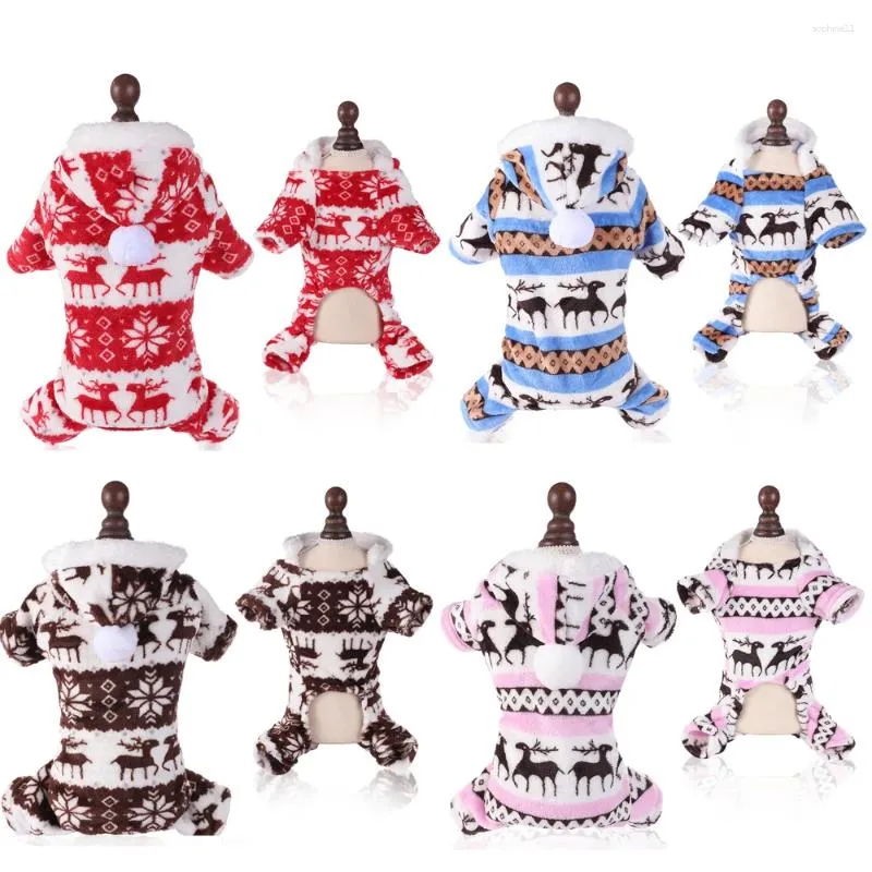 Dog Apparel Pajamas Warm Christmas Coat Fleece Thermal Clothes Winter Puppy Jumpsuits Overalls For Small Medium Dogs HF60