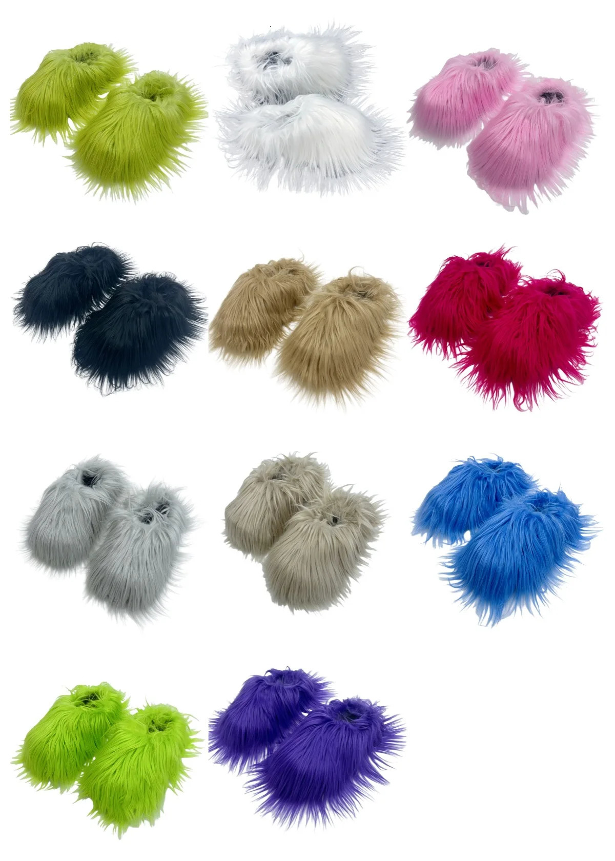 Women Fur Slippers Mongolian Fur Slides Winter Warm Fuzzy Flip Flops Soft Outdoor Platform Slippers Fashion Ladies Y2K Shoes 241211