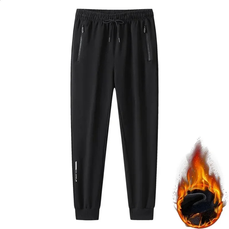 2024 Mens Pant Fleece Lined Brushed Warm Sport Sweatpants Male Winter Jogger Trouser Sweat Sportswear Big Size Large Plus Thick 241203Z