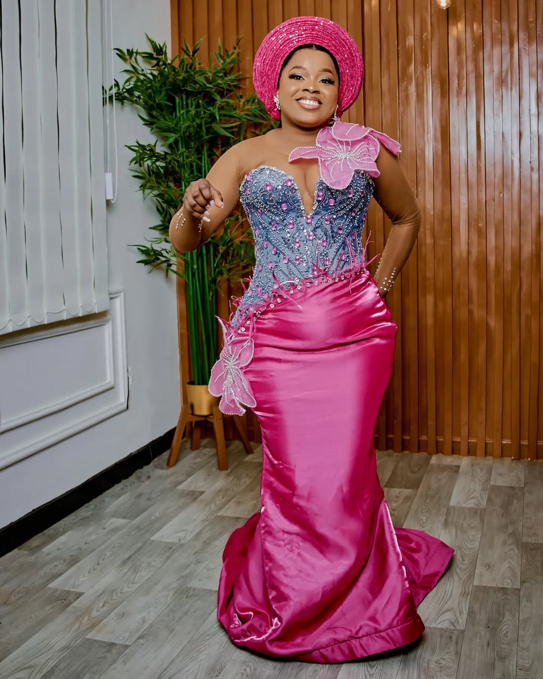 Fuchsia Mermaid Prom Dresses 2025 Rhinestones Beaded Satin Florals Evening Formal Party Second Birthday Engagement Gowns Plus Size Dress For Special O