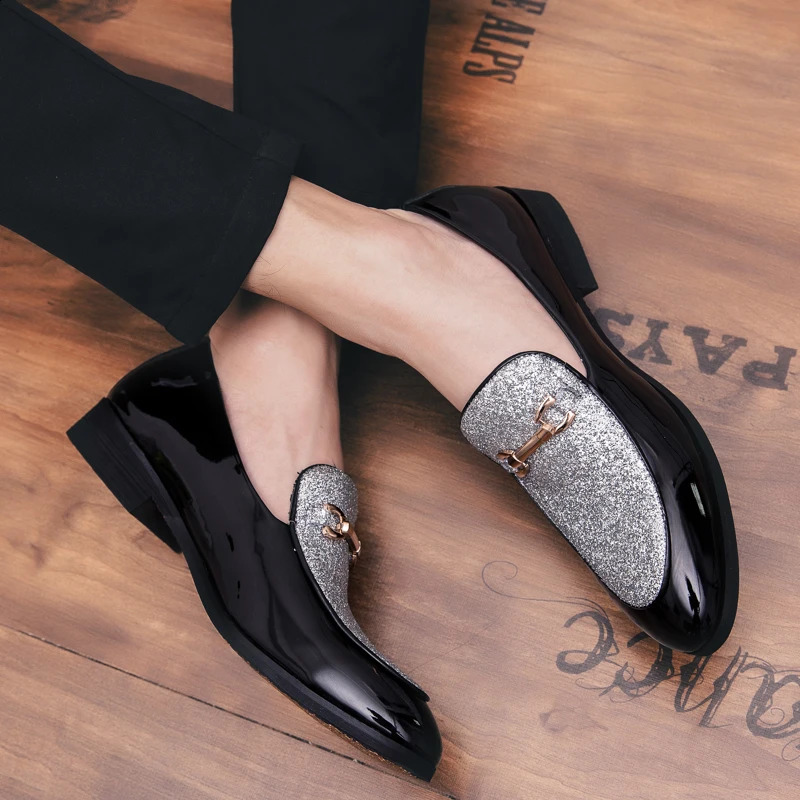 Fashion Leather Shoes For Businesss Sequin Men Wedding Formal Dress Shoes Man Office Oxford Manager Casual Shoes Plus Size 241211
