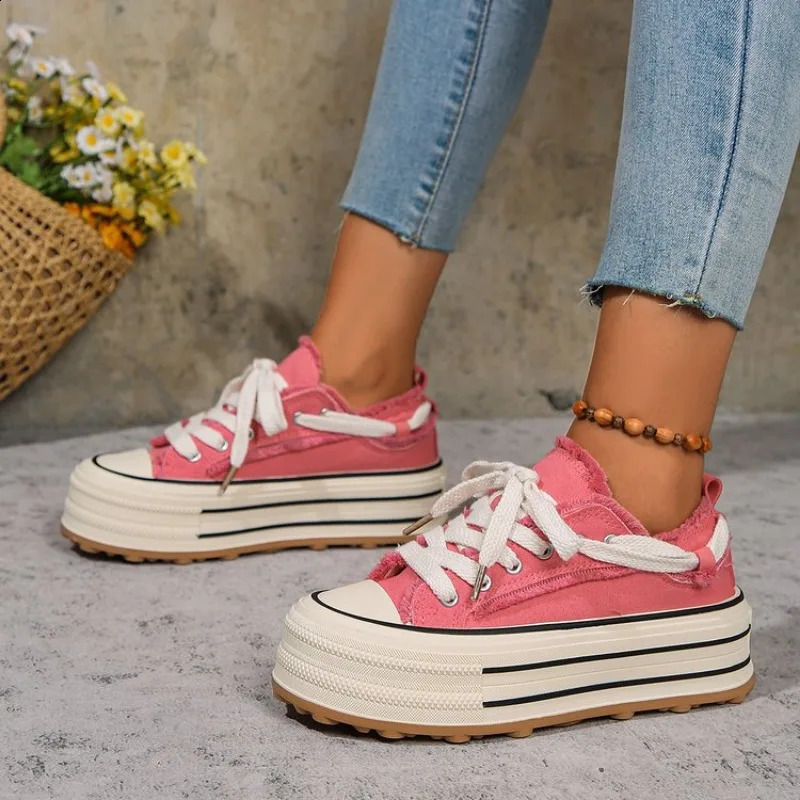 short and chubby womens sports shoes with canvas added inside casual white womens shoes platform sports shoes for women Zapatillas Mujer 241210