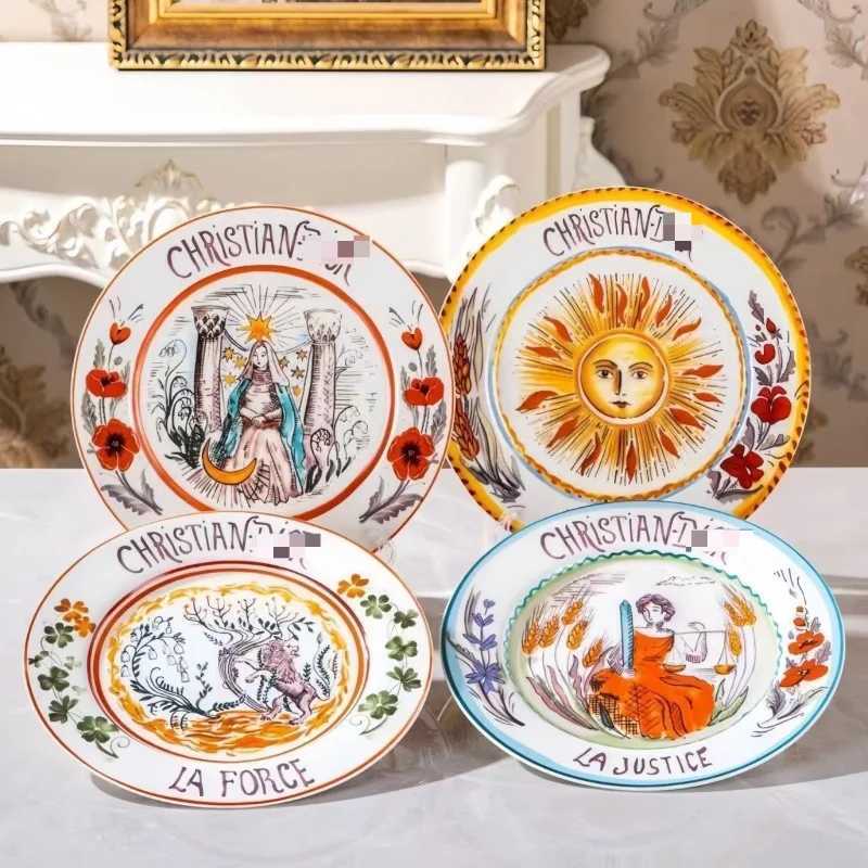 Creative Ceramic Steak Plate 4pcs Set Combination Household Hand-painted Western Food Plate Salad Plate Ceramic TablewareXJ241209