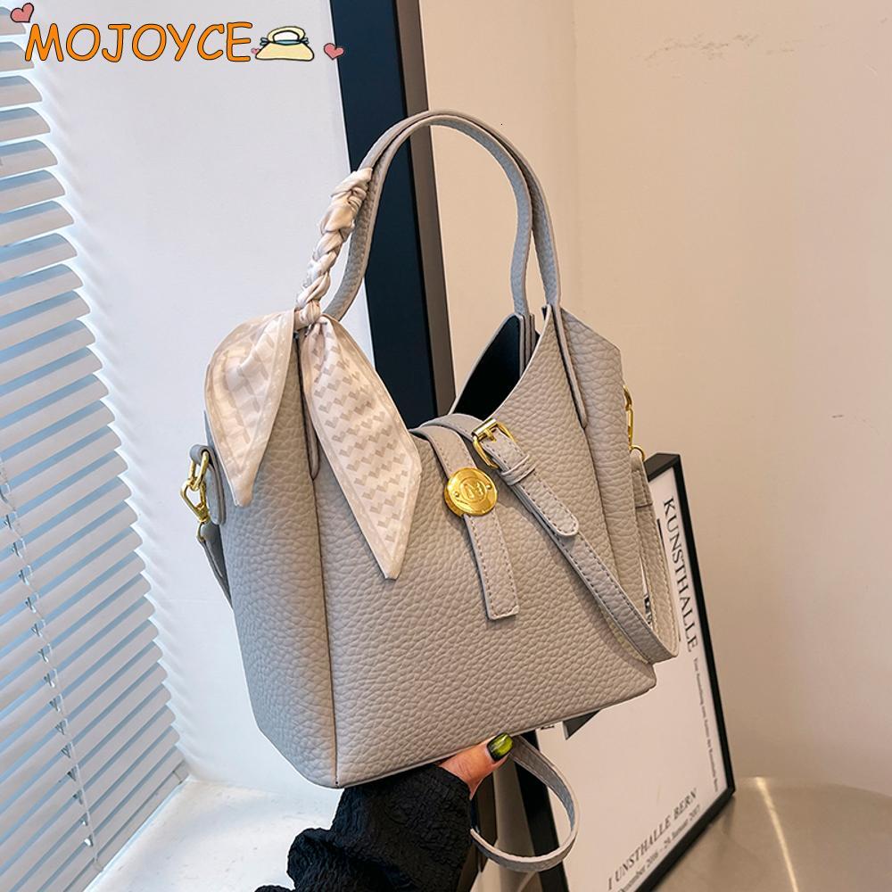 High-End Shoulder For Women's PU Leather Simple Bucket Bag Solid Color Versatile Tote Purse Adjustable Strap Satchel Handbag