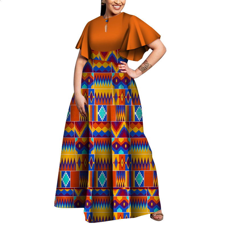 Large size party dress womens dress style elegant womens printed wax clothing 210408